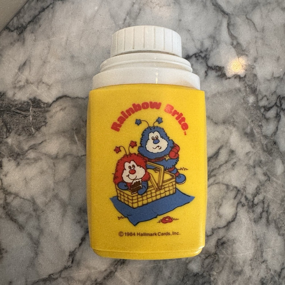 Vintage RAINBOW BRITE Yellow Plastic Thermos Hallmark